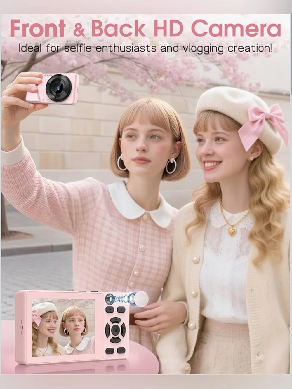 Digital Camera with Front Rear Lens, Autofocus 64MP 4K Camera for Photography